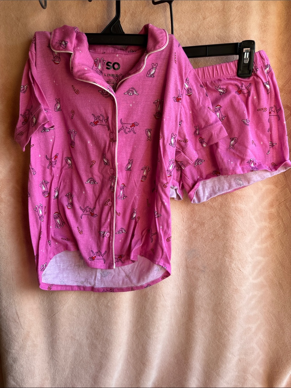 Pink Christmas Pajama Set Girls L 10/12